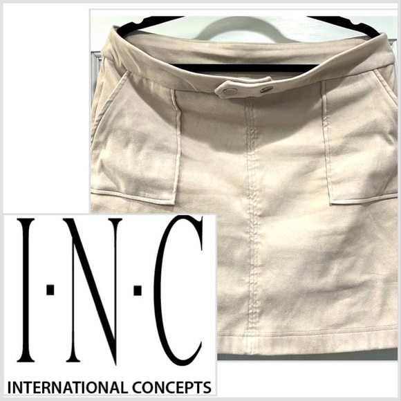 INC Faux Suede Skirt L - Picture 1 of 7